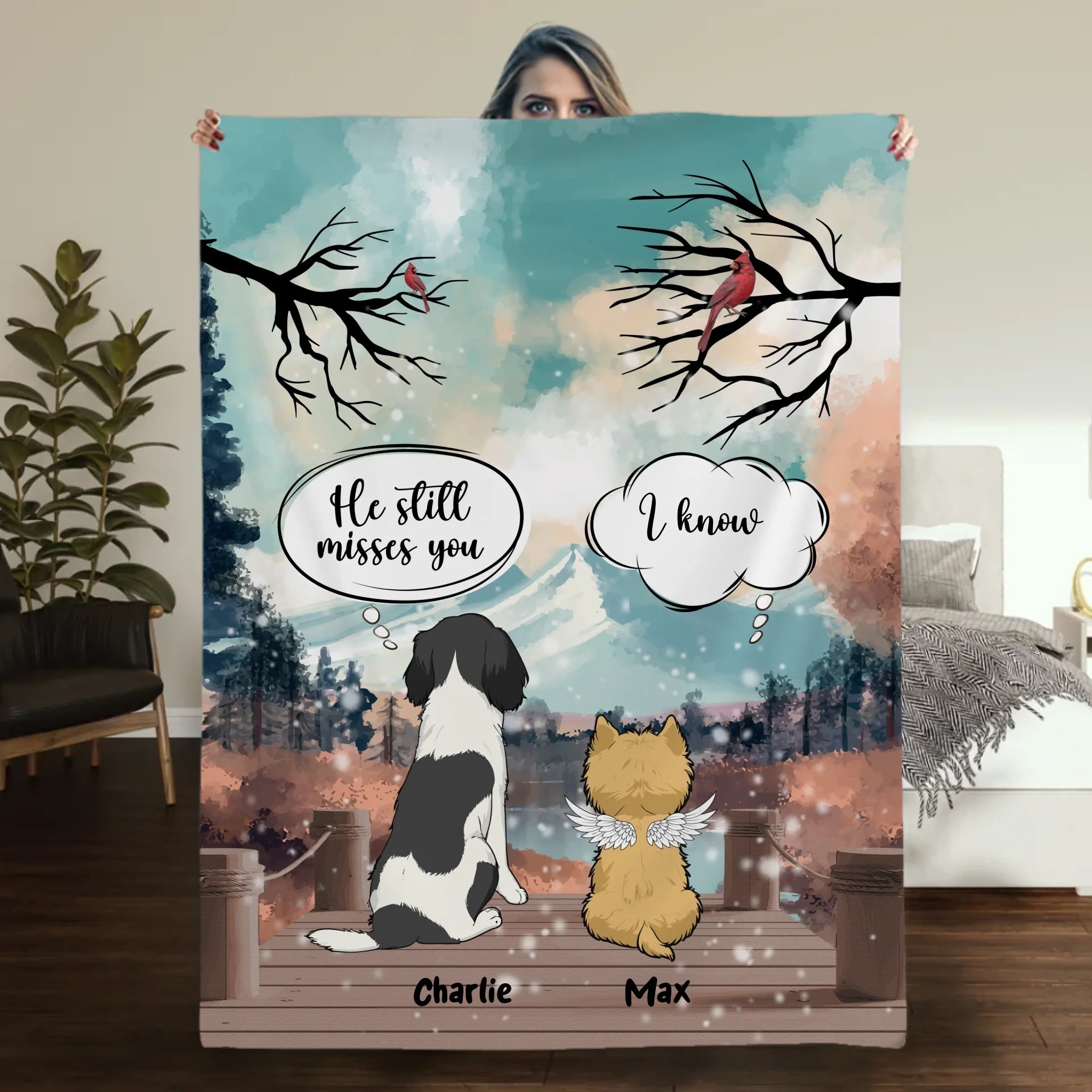 Customized Dog Remembrance Blanket - The Mountain Echo Conversation, Gifts To Give Dog Owners - 89Prints