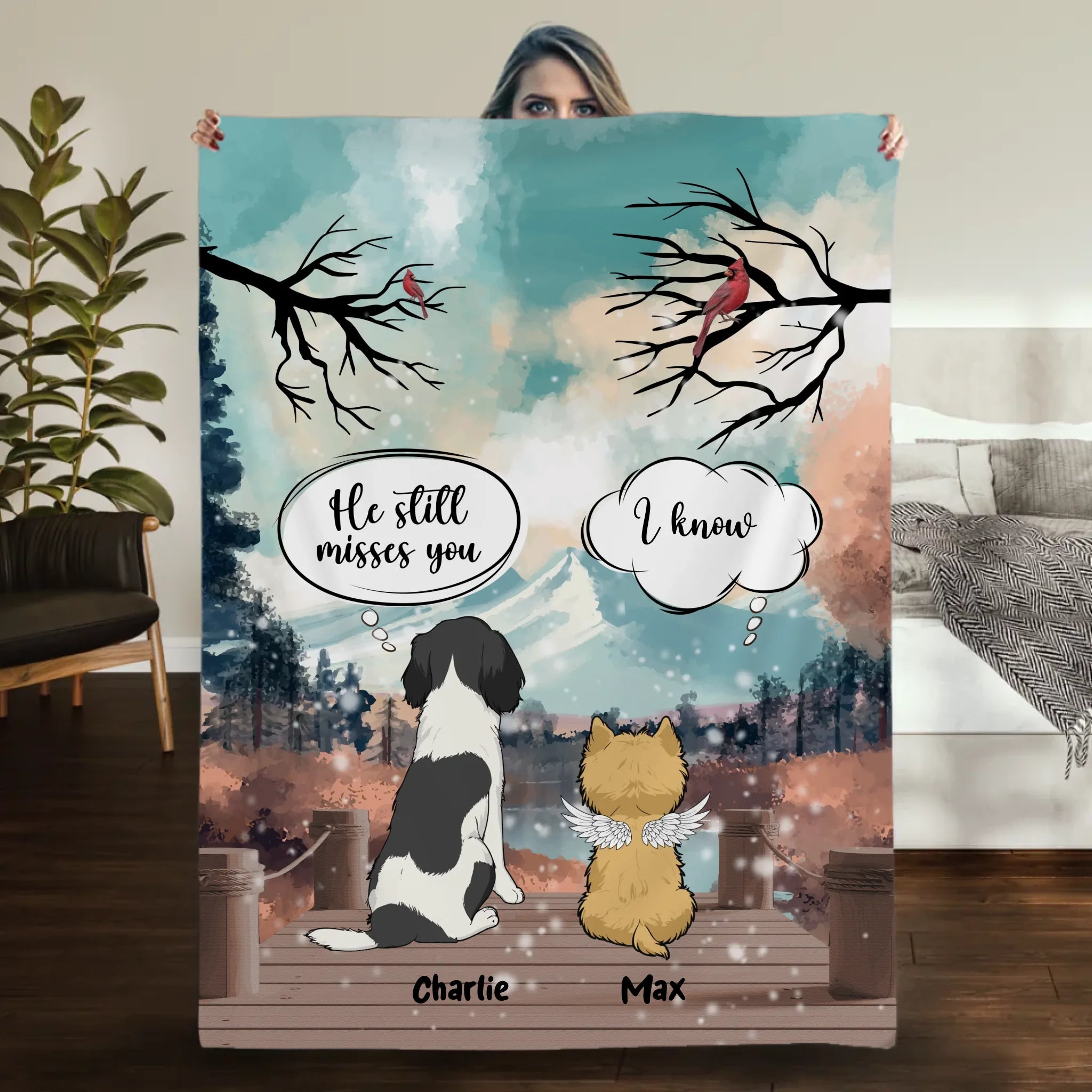 Customized Dog Remembrance Blanket - The Mountain Echo Conversation, Gifts To Give Dog Owners - 89Prints