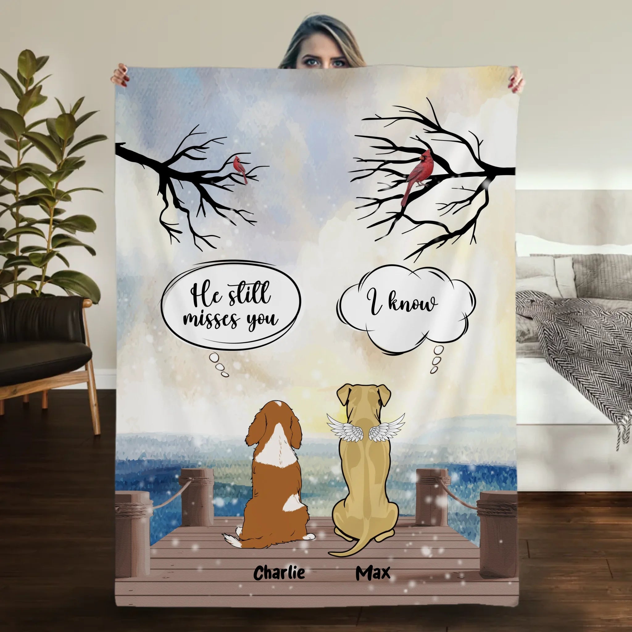 Custom Dog Blanket Memorial - The Peaceful Pier Coversation, Ideas For Dog Lovers - 89Prints