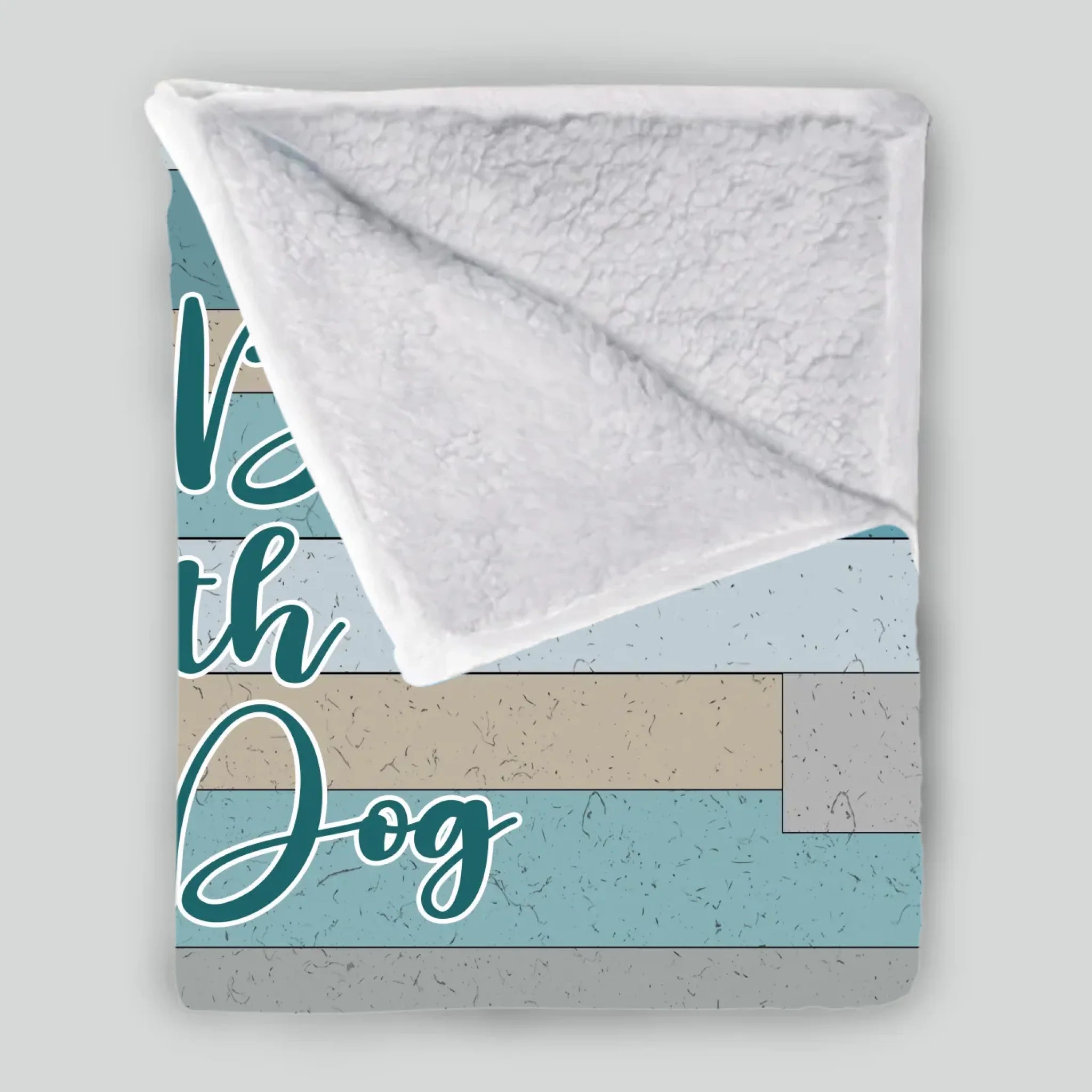 Custom Dog Lover Blanket – Personalized Back View Girl and Dog Rustic Print Wood Art - 89Prints