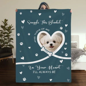 Custom Dog Lover Gift Blanket - Snuggle Message with Heart Frame & Paw Print Pattern - 89Prints