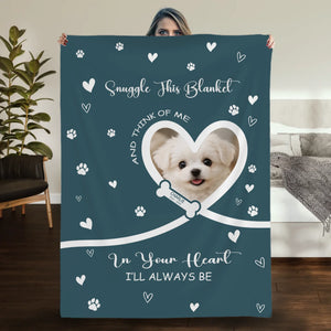 Custom Dog Lover Gift Blanket - Snuggle Message with Heart Frame & Paw Print Pattern - 89Prints