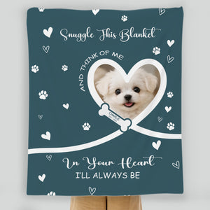Custom Dog Lover Gift Blanket - Snuggle Message with Heart Frame & Paw Print Pattern - 89Prints