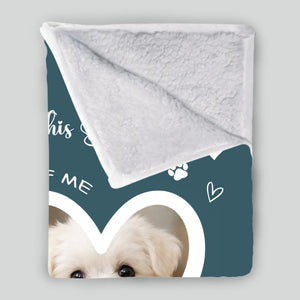 Custom Dog Lover Gift Blanket - Snuggle Message with Heart Frame & Paw Print Pattern - 89Prints