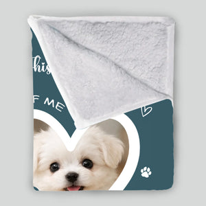 Custom Dog Lover Gift Blanket - Snuggle Message with Heart Frame & Paw Print Pattern - 89Prints