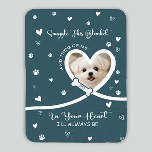 Custom Dog Lover Gift Blanket - Snuggle Message with Heart Frame & Paw Print Pattern - 89Prints