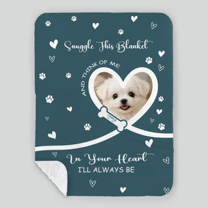 Custom Dog Lover Gift Blanket - Snuggle Message with Heart Frame & Paw Print Pattern - 89Prints