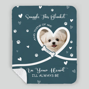 Custom Dog Lover Gift Blanket - Snuggle Message with Heart Frame & Paw Print Pattern - 89Prints