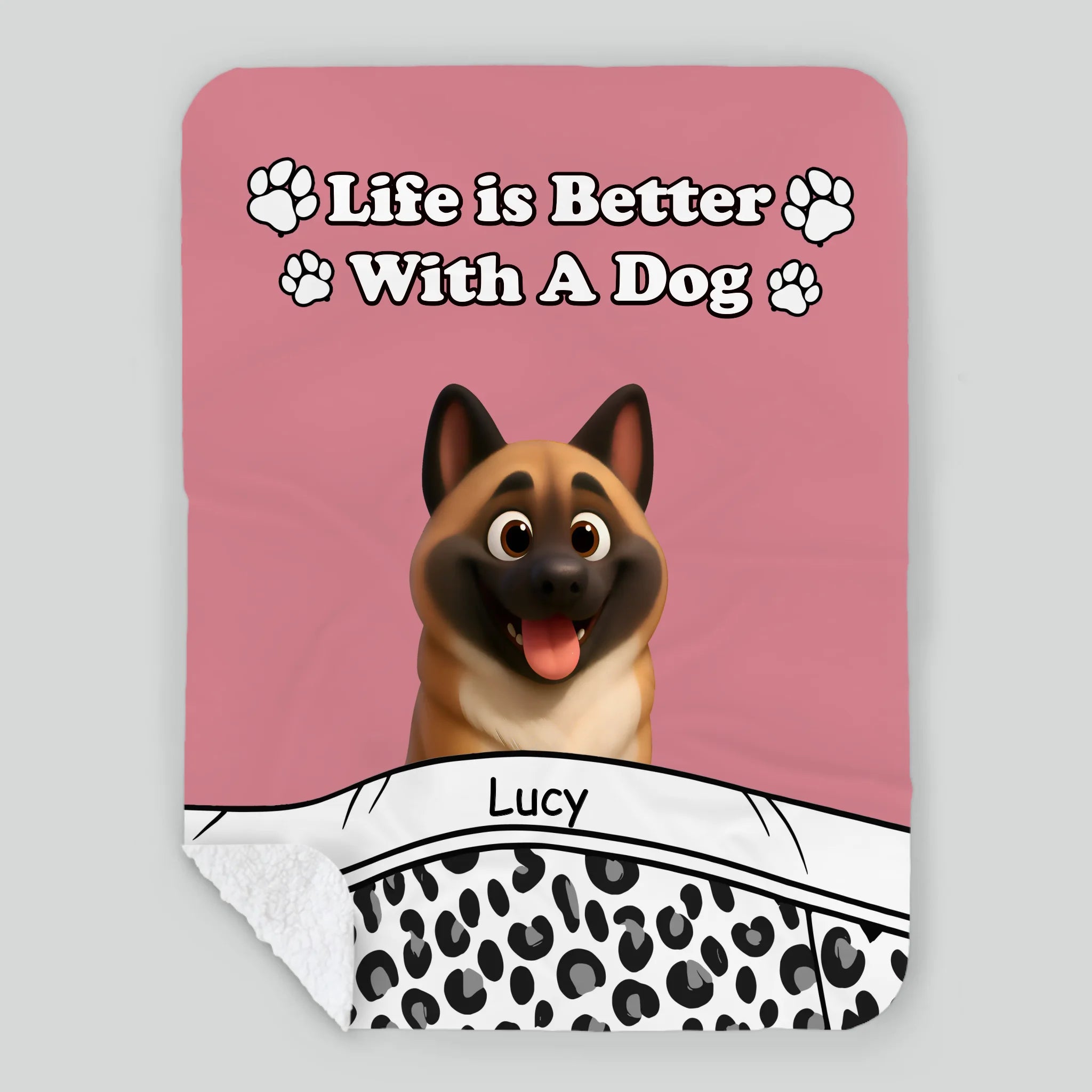 Customized Pretty Dog Blanket - “Life Is Better With Dogs” Quote with Cute Art for Dog Lovers - 89Prints