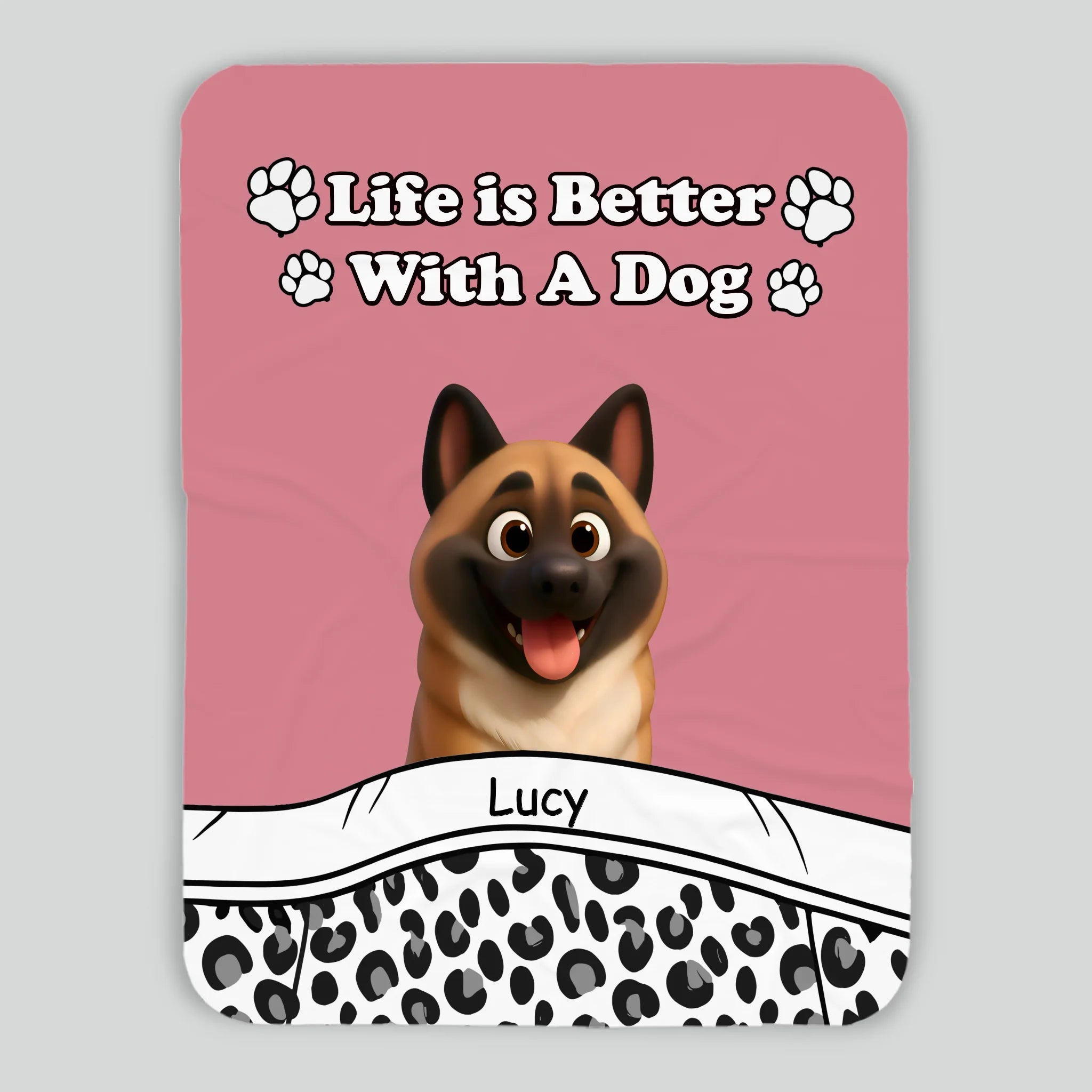 Customized Pretty Dog Blanket - “Life Is Better With Dogs” Quote with Cute Art for Dog Lovers - 89Prints