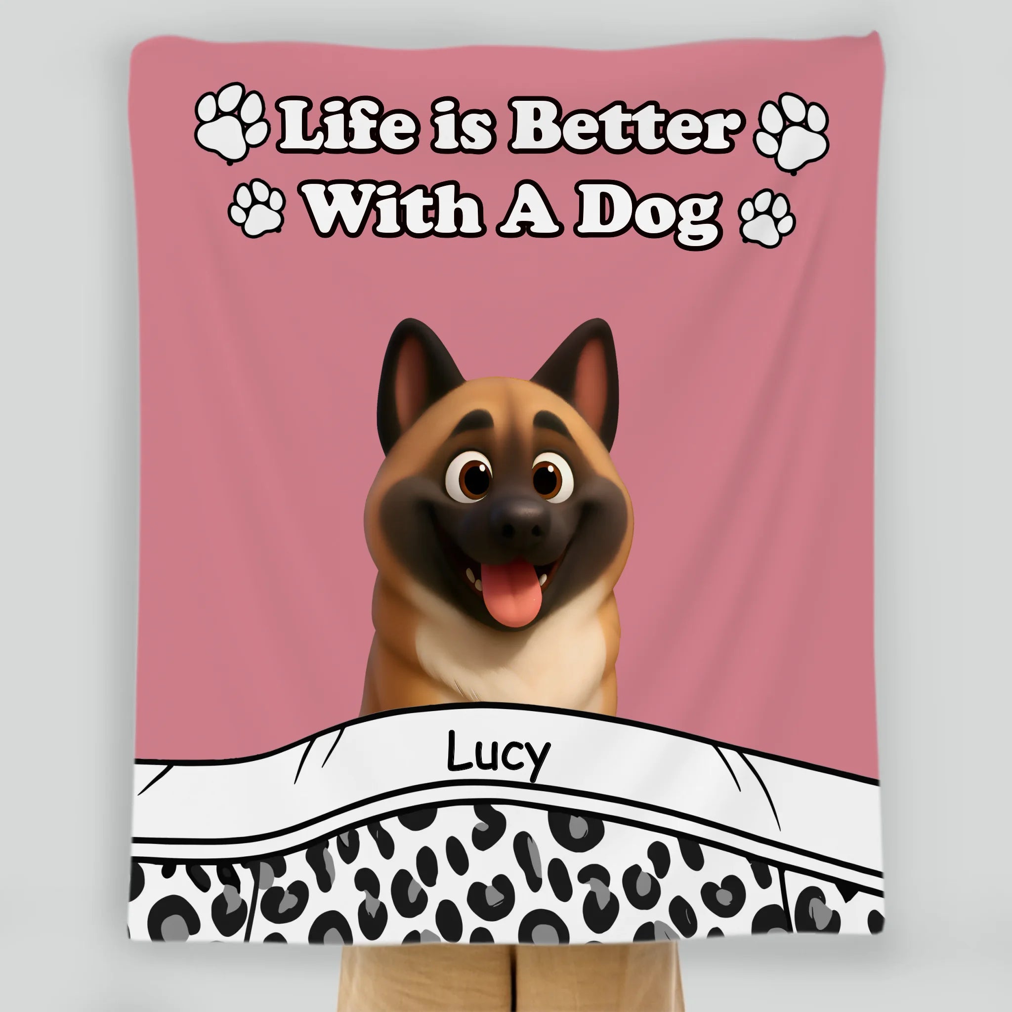 Customized Pretty Dog Blanket - “Life Is Better With Dogs” Quote with Cute Art for Dog Lovers - 89Prints