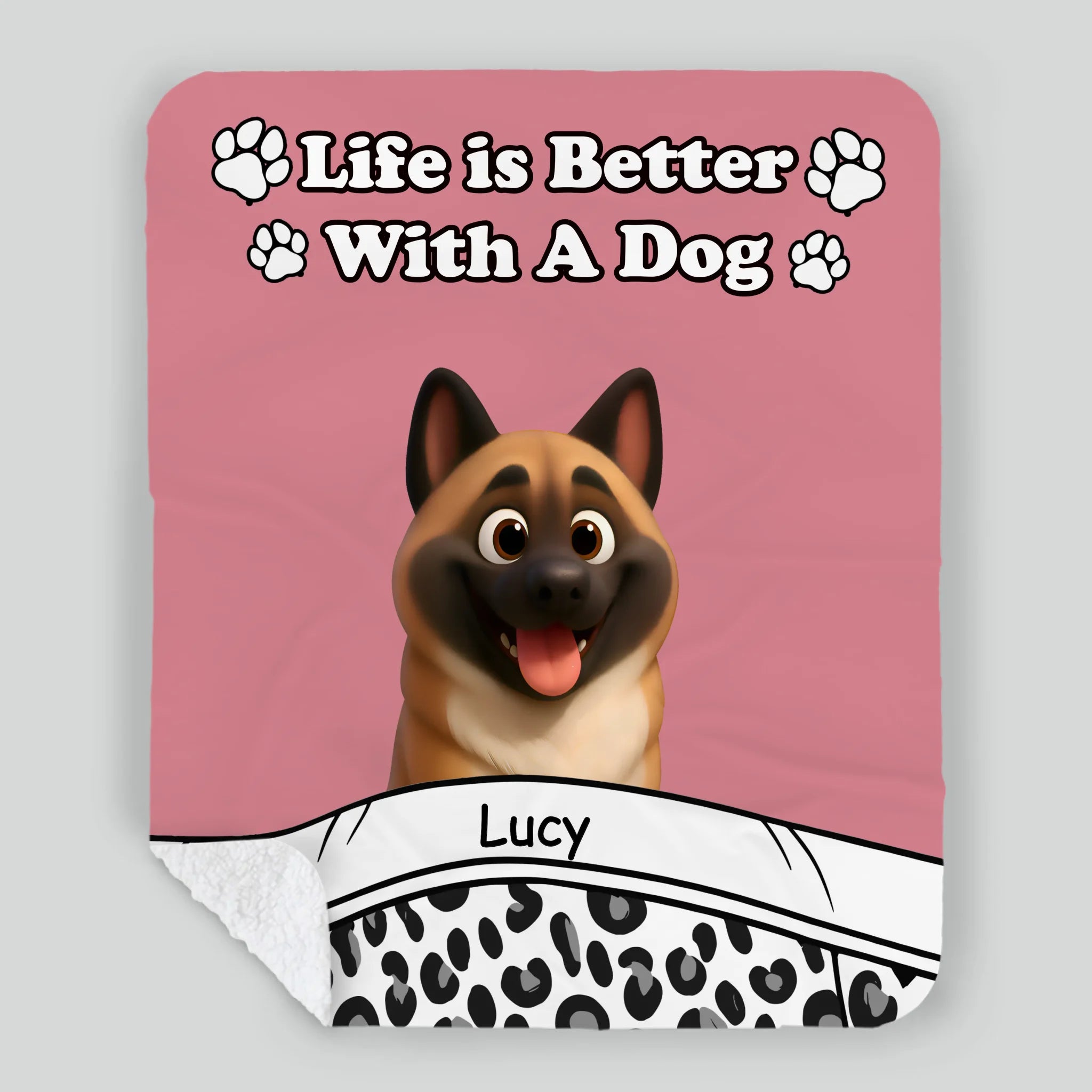 Customized Pretty Dog Blanket - “Life Is Better With Dogs” Quote with Cute Art for Dog Lovers - 89Prints