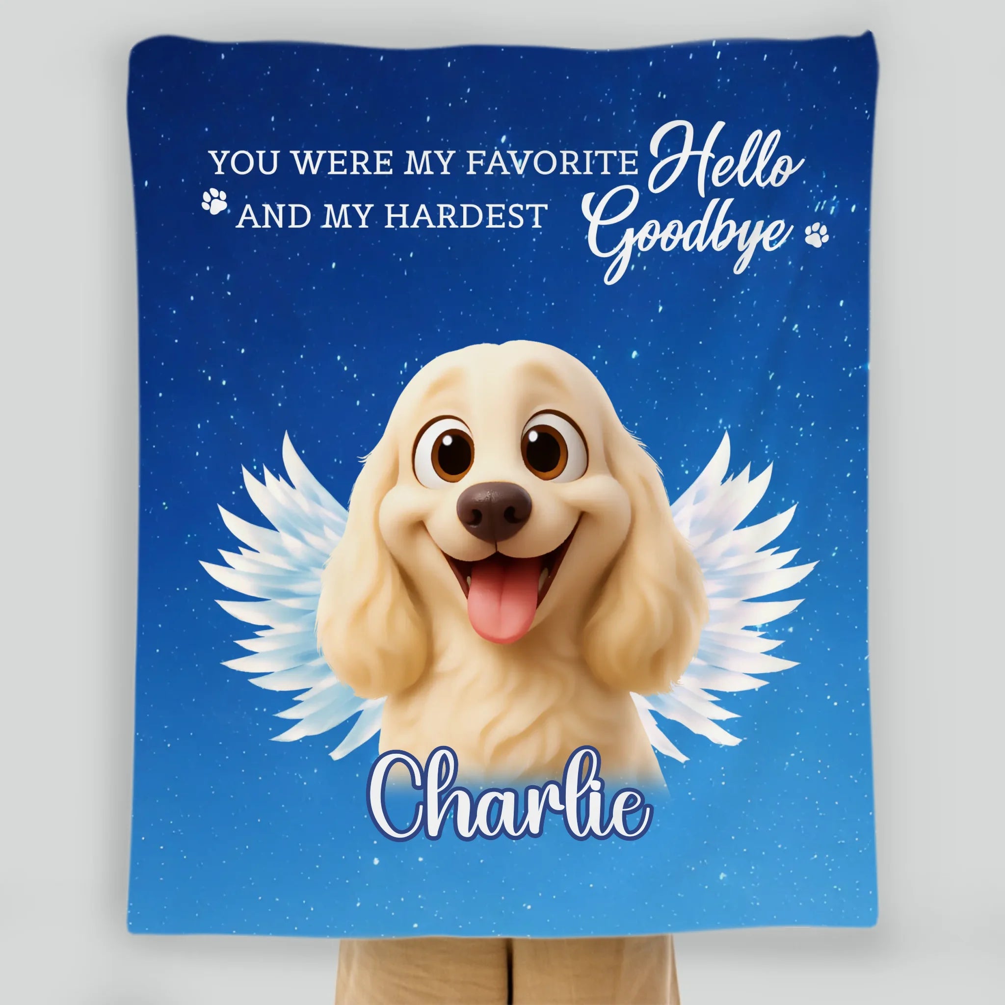 Personalised Dog Blankets - Angel Dog with Wings on Starry Night Background for Dog Owners - 89Prints
