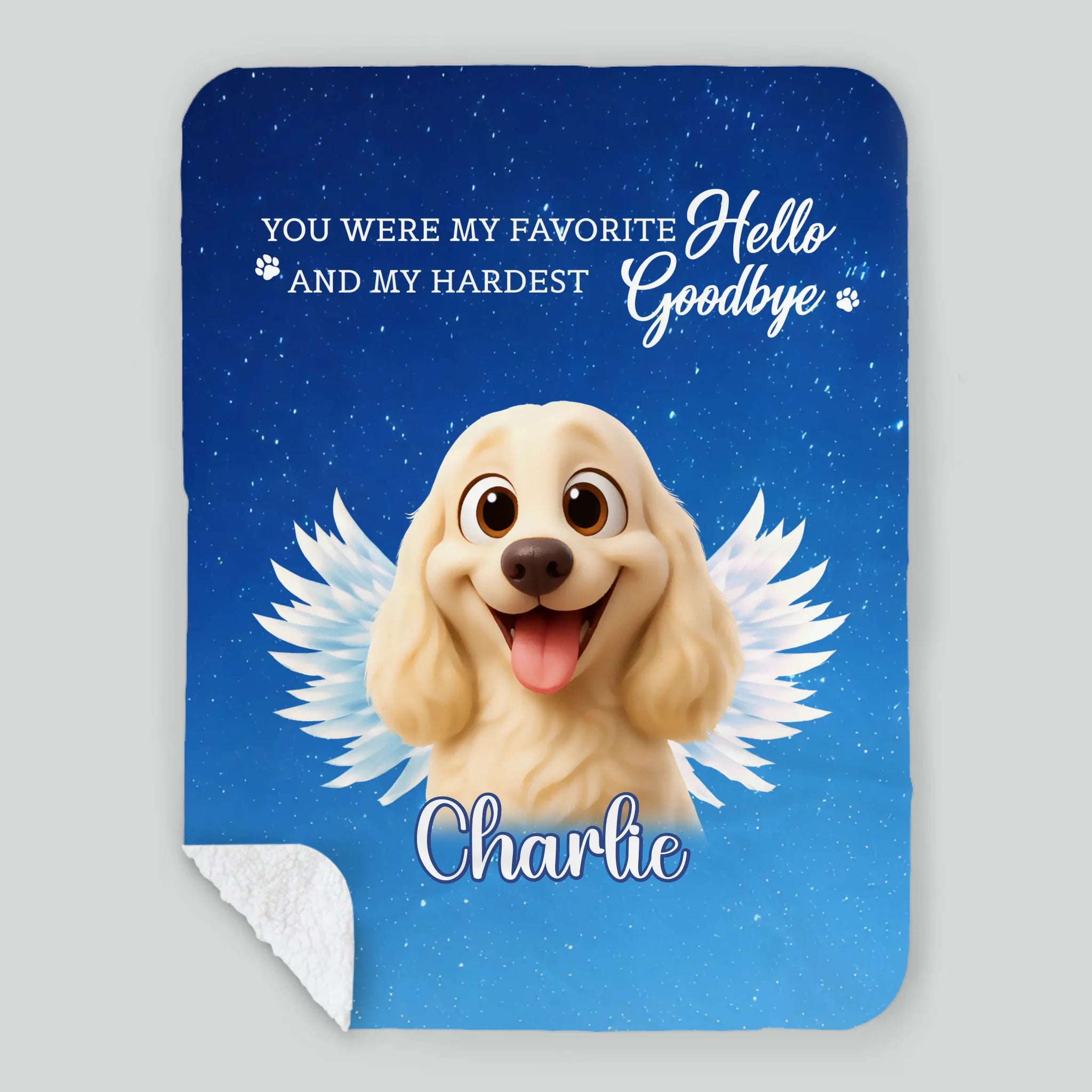 Personalised Dog Blankets - Angel Dog with Wings on Starry Night Background for Dog Owners - 89Prints