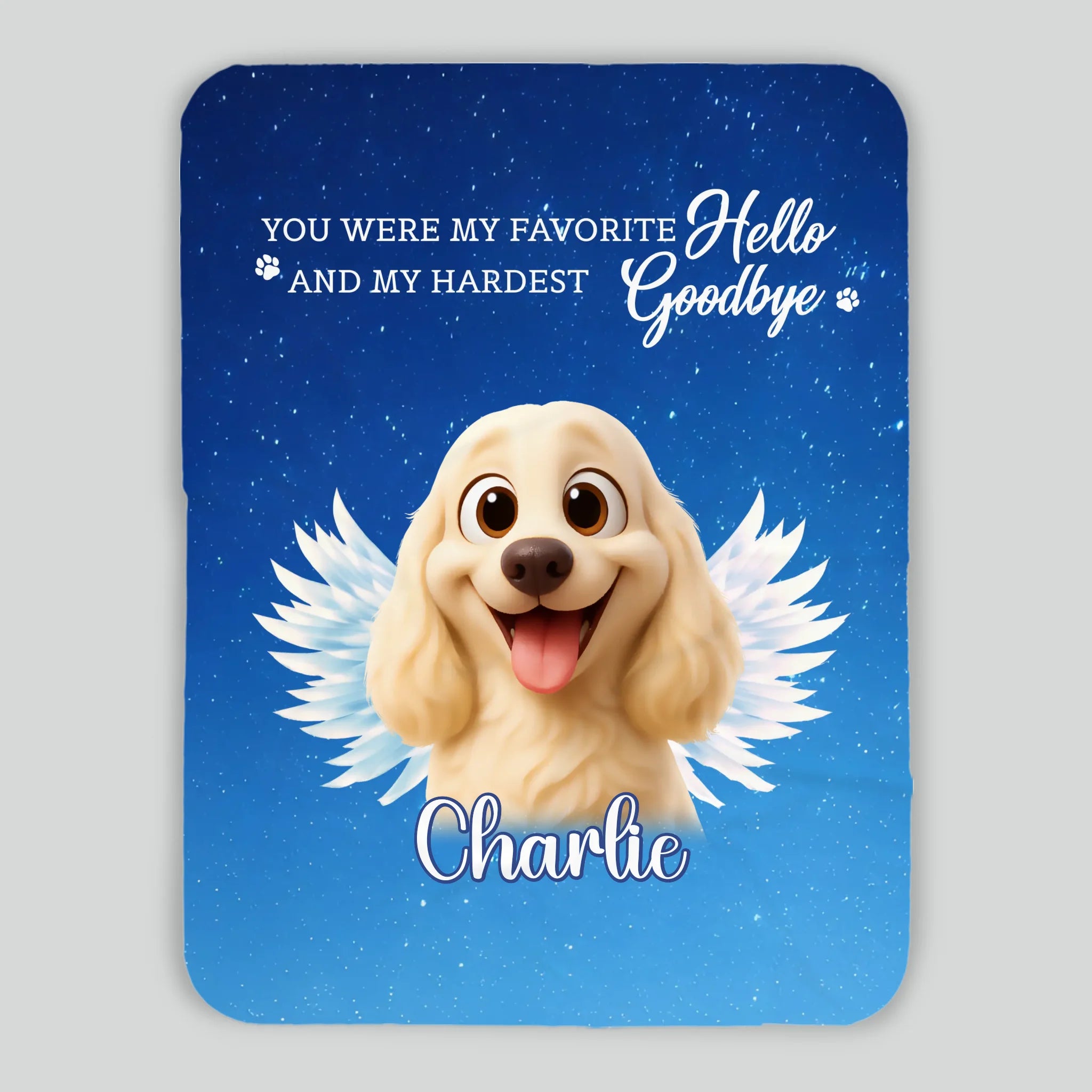 Personalised Dog Blankets - Angel Dog with Wings on Starry Night Background for Dog Owners - 89Prints