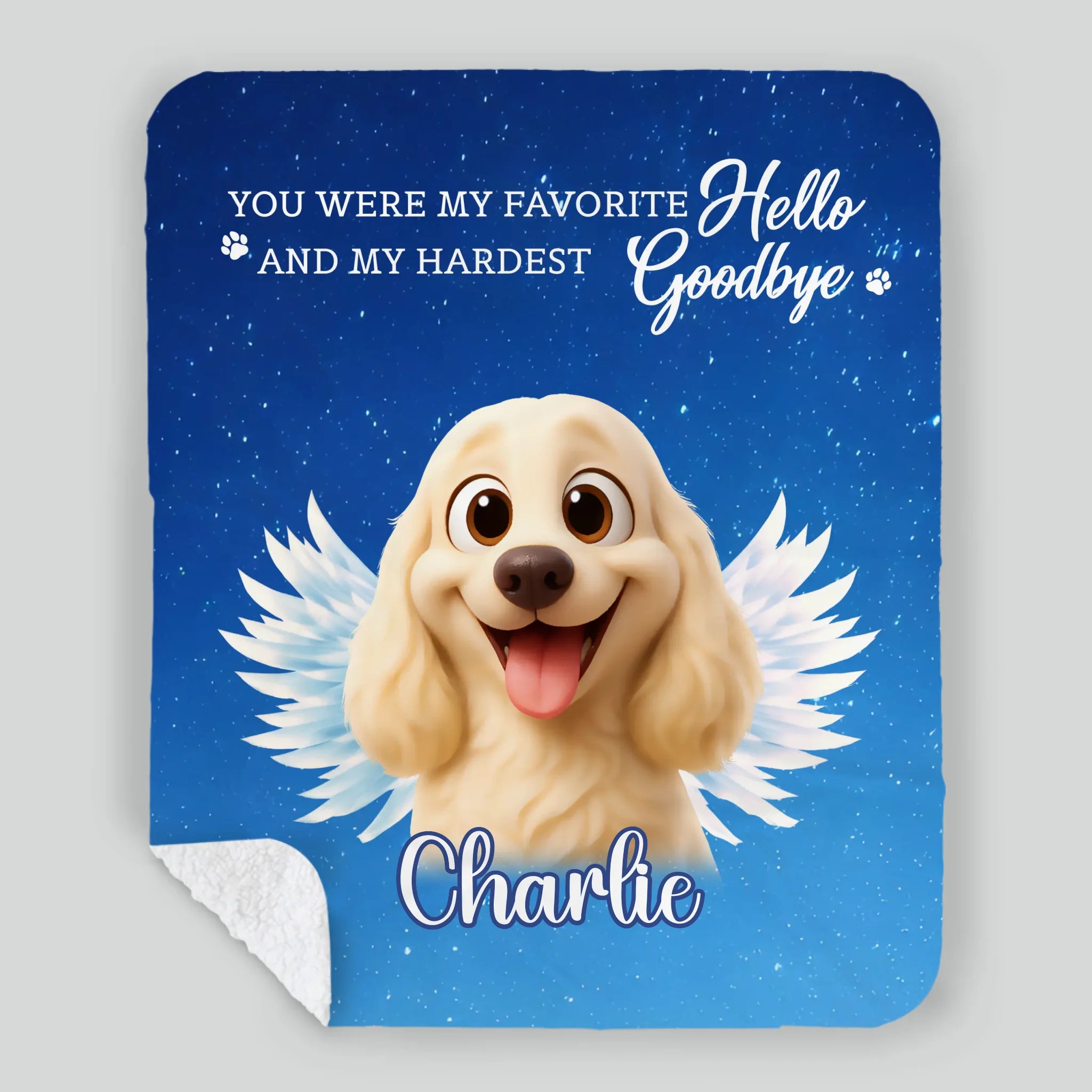 Personalised Dog Blankets - Angel Dog with Wings on Starry Night Background for Dog Owners - 89Prints