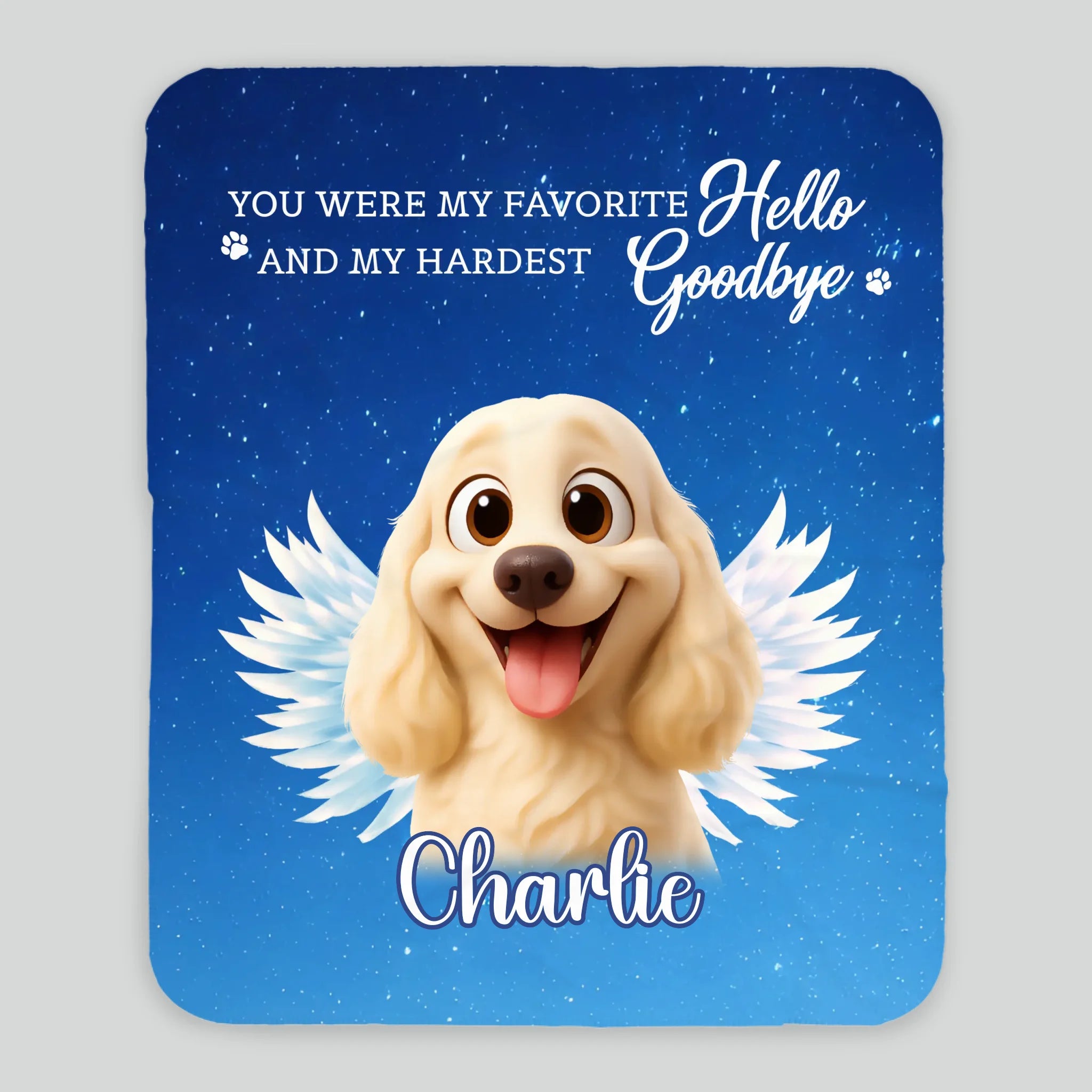 Personalised Dog Blankets - Angel Dog with Wings on Starry Night Background for Dog Owners - 89Prints