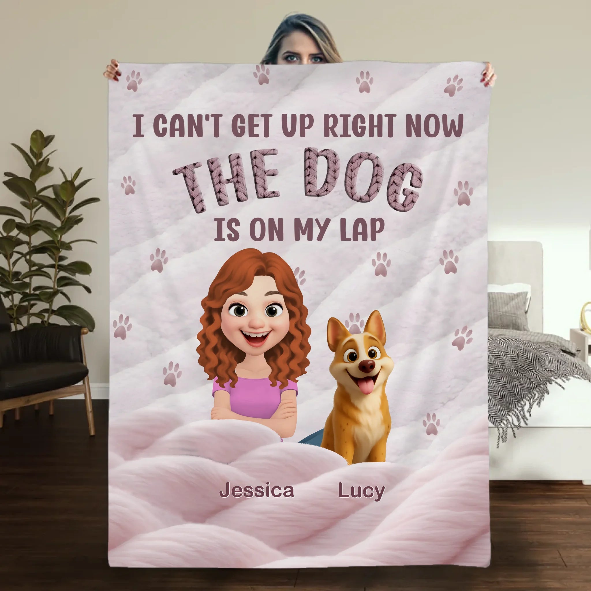 Custom Blanket With Dogs On It - The Dog Is On My Lap, Dog And Owner Gifts - 89Prints