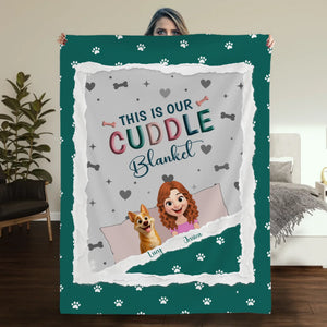 Personalised Cute Girl Dog Blankets - This Is Our Cuddle with Paw Prints, Presents For Dog Lovers - 89Prints
