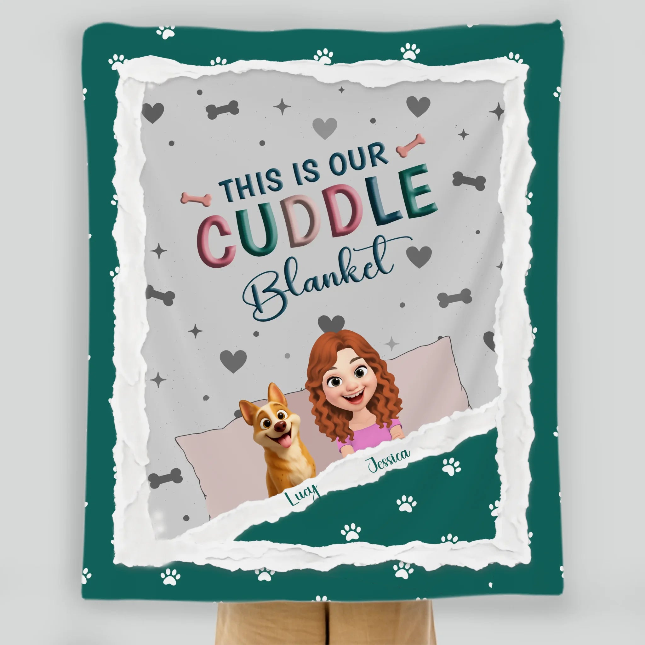 Personalised Cute Girl Dog Blankets - This Is Our Cuddle with Paw Prints, Presents For Dog Lovers - 89Prints
