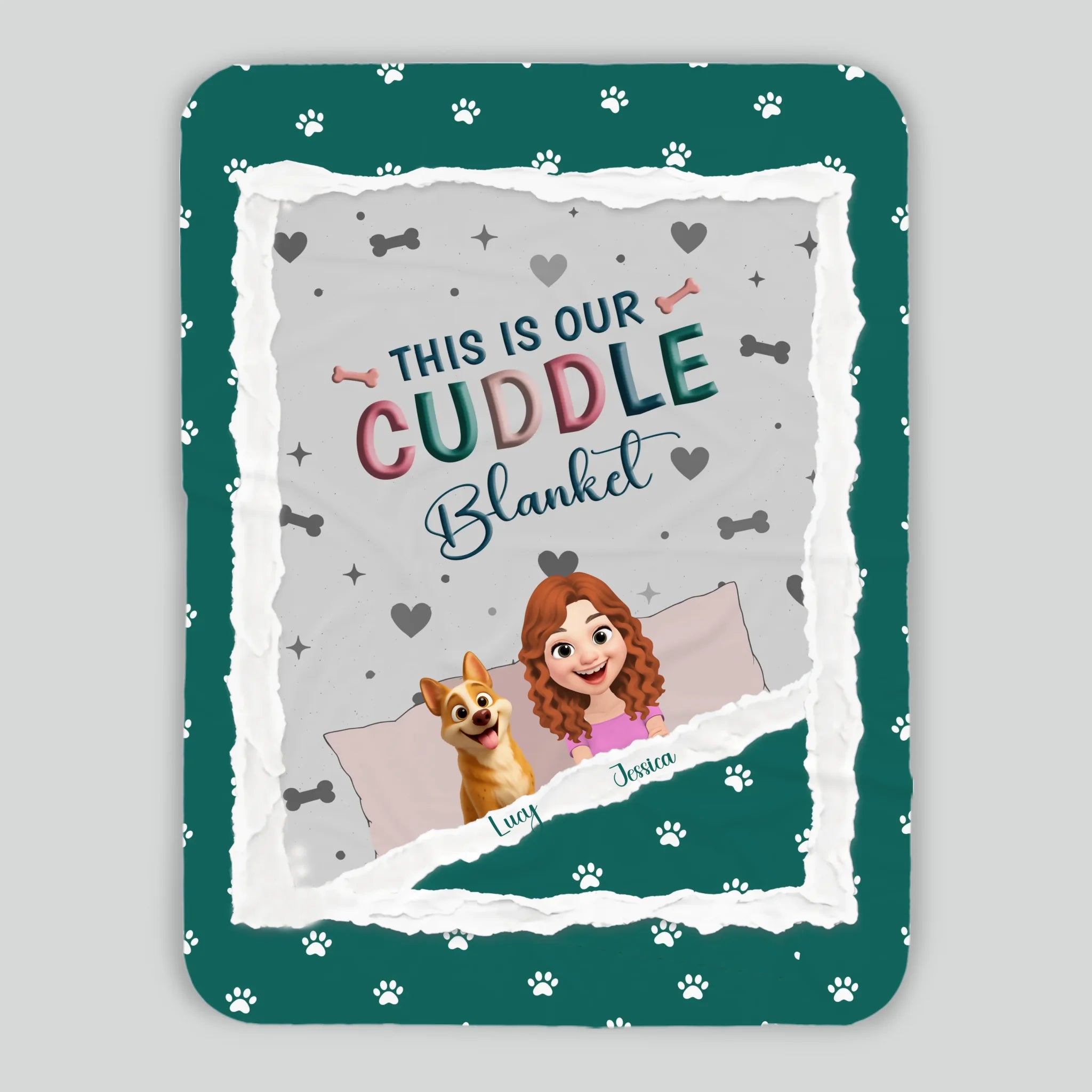 Personalised Cute Girl Dog Blankets - This Is Our Cuddle with Paw Prints, Presents For Dog Lovers - 89Prints