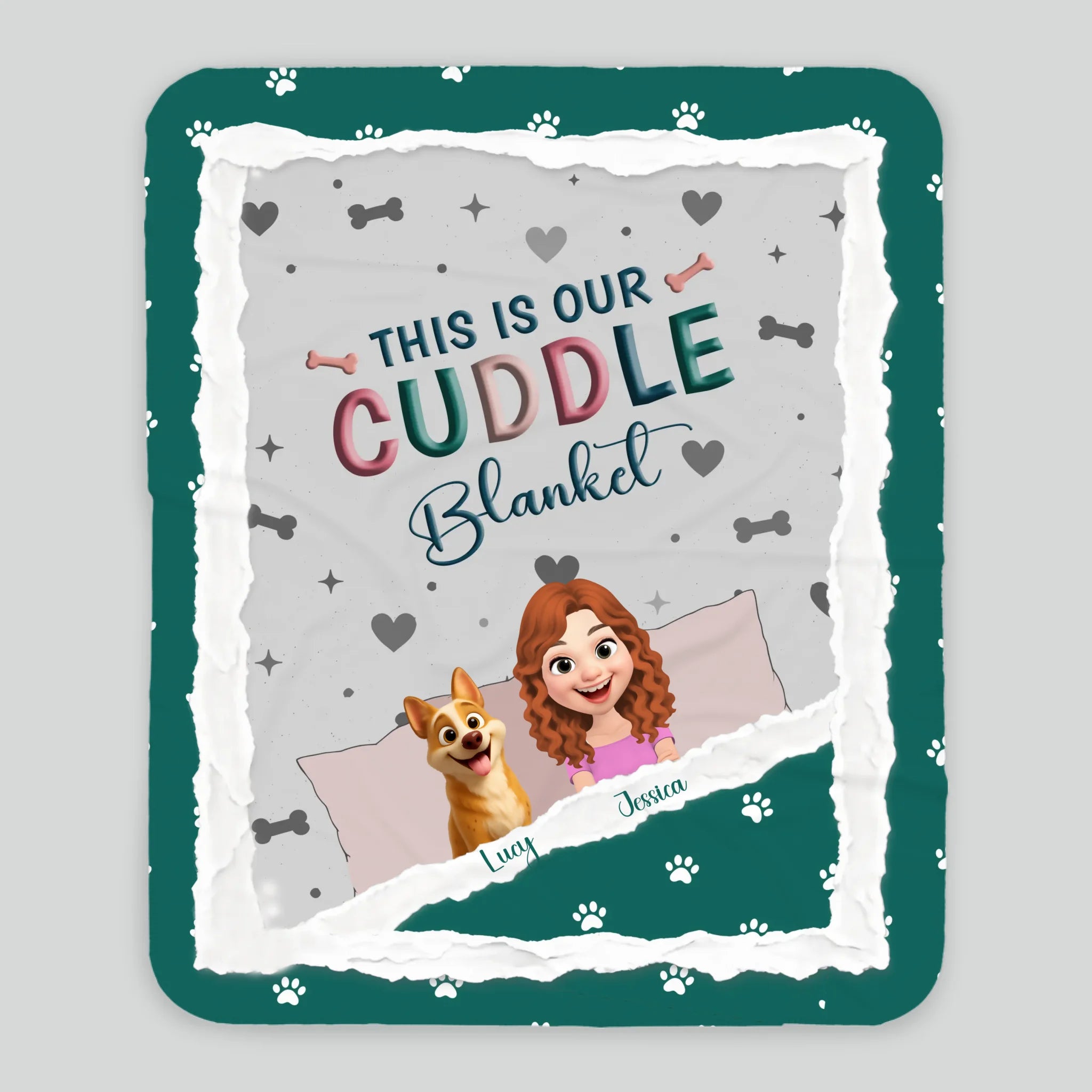 Personalised Cute Girl Dog Blankets - This Is Our Cuddle with Paw Prints, Presents For Dog Lovers - 89Prints