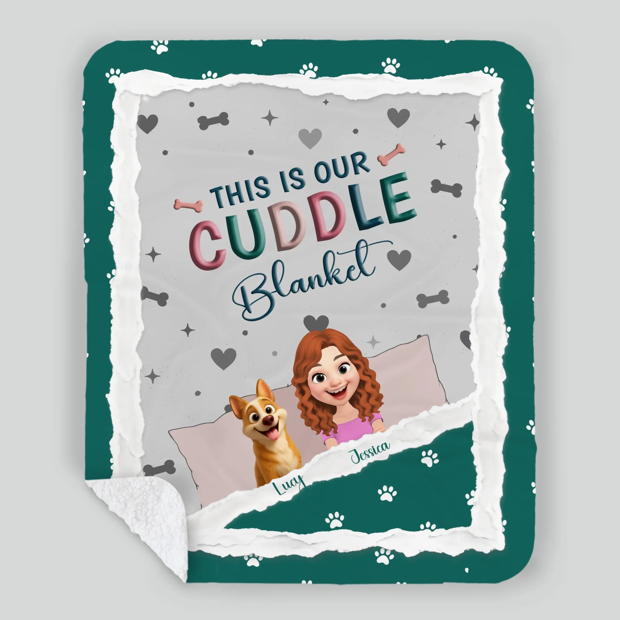 Personalised Cute Girl Dog Blankets - This Is Our Cuddle with Paw Prints, Presents For Dog Lovers - 89Prints
