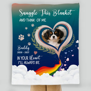 Custom Dog Photo Memorial Blanket - Snuggle This Blanket with Paw Prints and Hearts for Dog Parents - 89Prints
