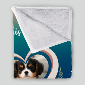 Custom Dog Photo Memorial Blanket - Snuggle This Blanket with Paw Prints and Hearts for Dog Parents - 89Prints