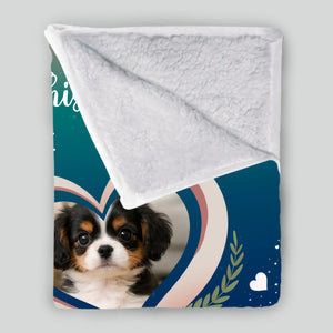 Custom Dog Photo Memorial Blanket - Snuggle This Blanket with Paw Prints and Hearts for Dog Parents - 89Prints