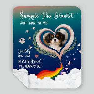 Custom Dog Photo Memorial Blanket - Snuggle This Blanket with Paw Prints and Hearts for Dog Parents - 89Prints