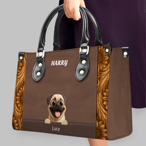 Individualized Pug Leather Handbag – Custom Dog & Cat 3D Art With Name Gifts For Dog Parents | 89Prints