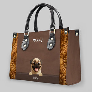 Individualized Pug Leather Handbag – Custom Dog & Cat 3D Art With Name Gifts For Dog Parents | 89Prints