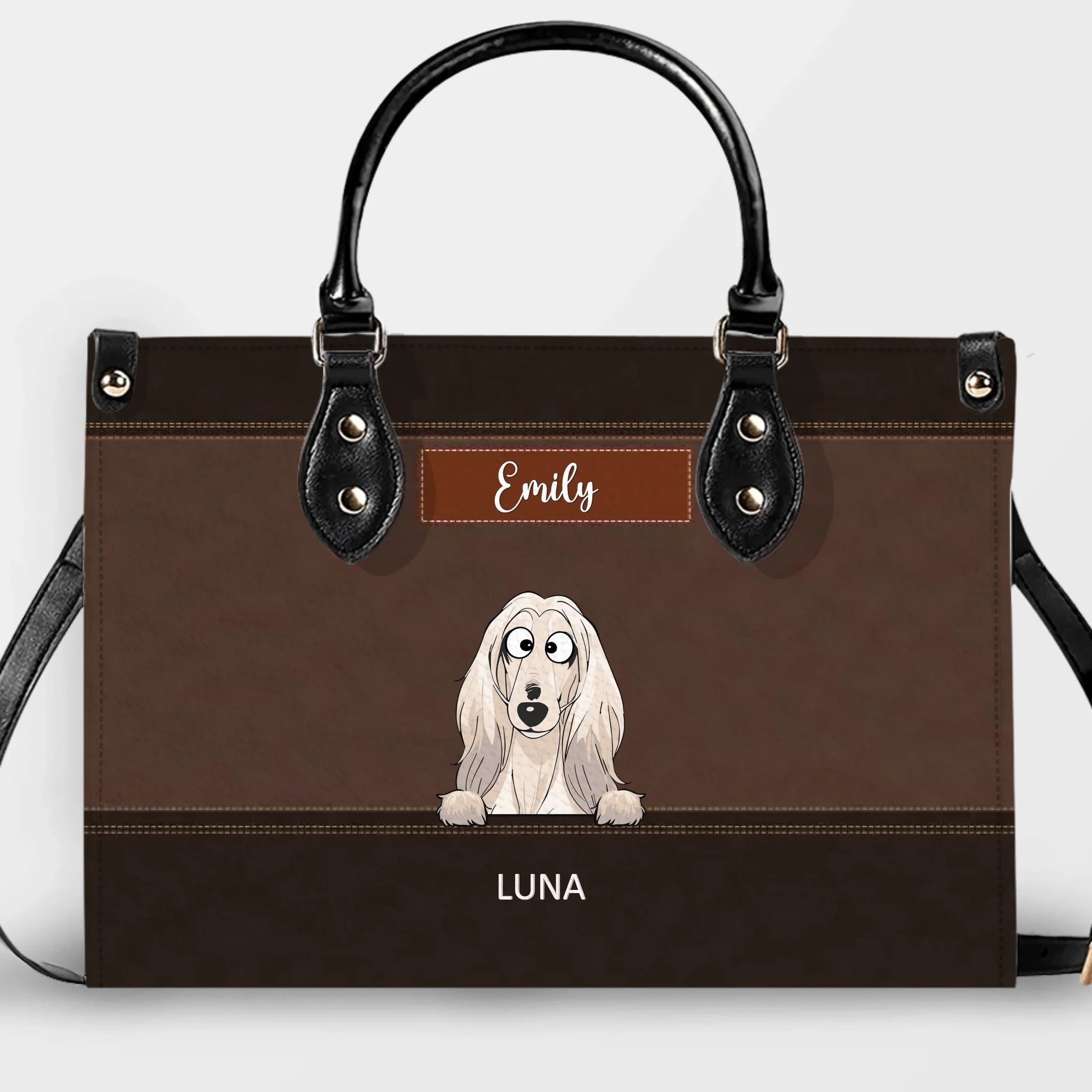 Customized Dog Bag With Name - Classic Leather Dog Handbag for Dog Owners - 89Prints