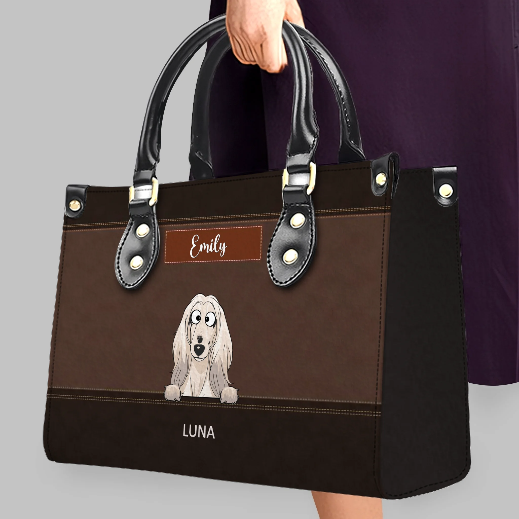 Customized Dog Bag With Name - Classic Leather Dog Handbag for Dog Owners - 89Prints
