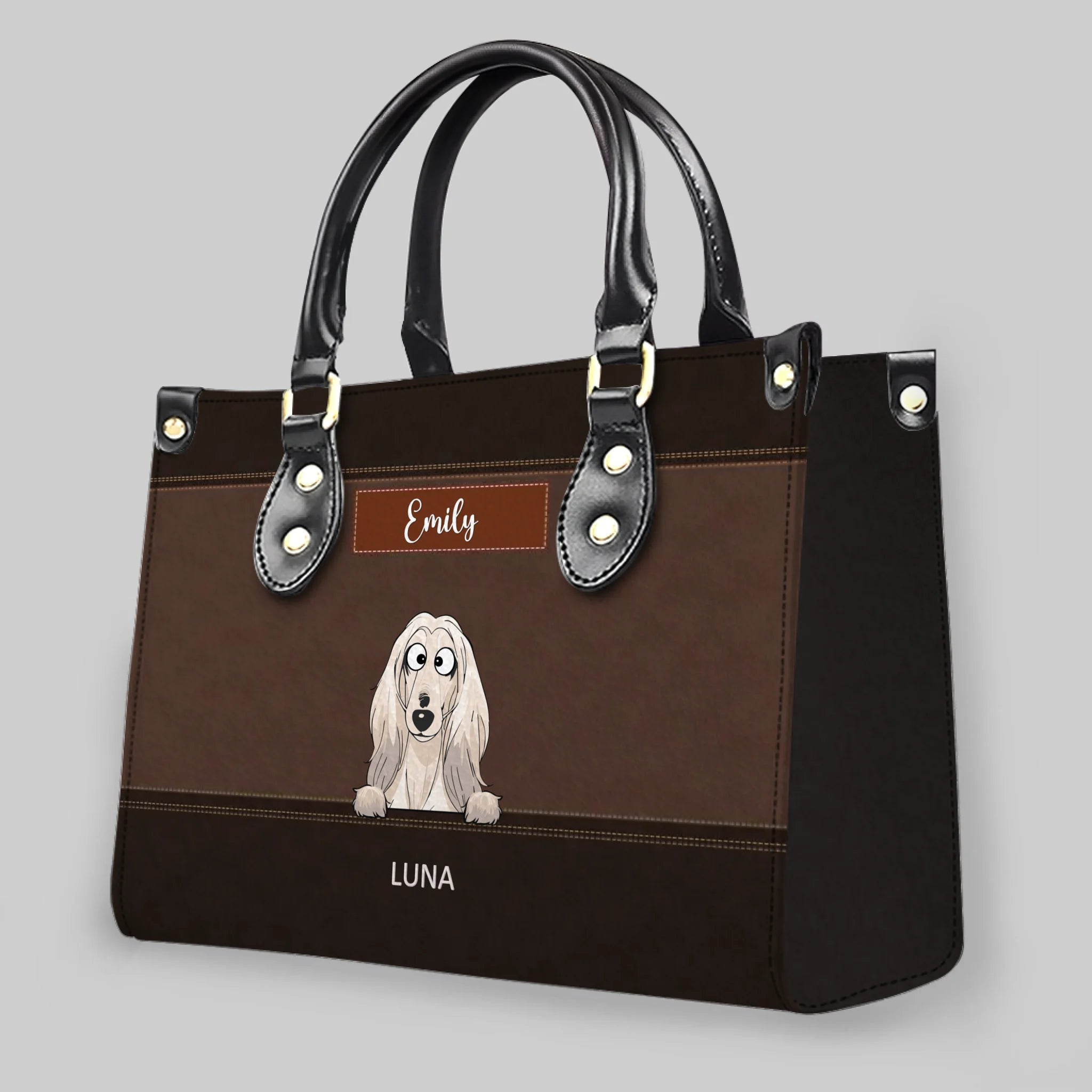 Customized Dog Bag With Name - Classic Leather Dog Handbag for Dog Owners - 89Prints