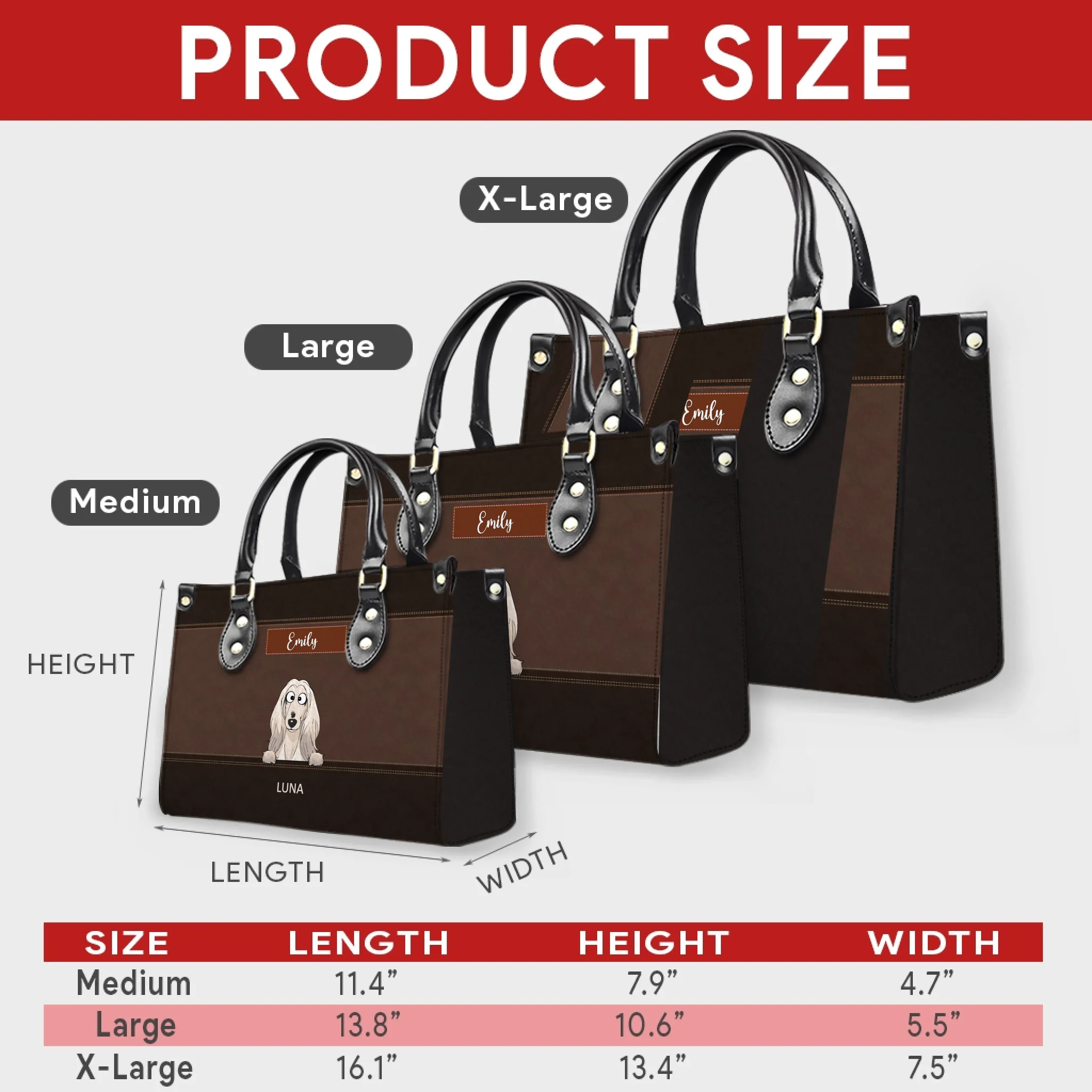 Customized Dog Bag With Name - Classic Leather Dog Handbag for Dog Owners - 89Prints