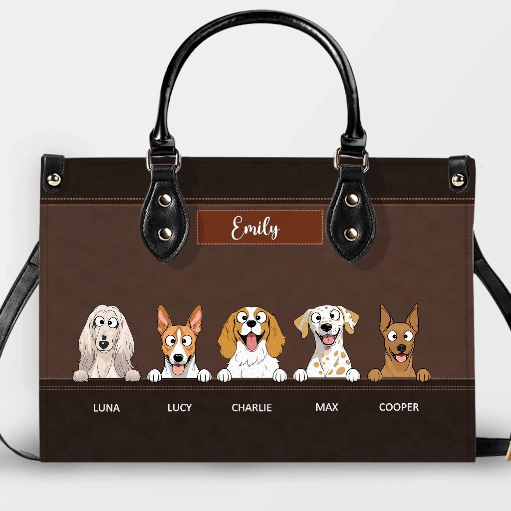 Customized Dog Bag With Name - Classic Leather Dog Handbag for Dog Owners - 89Prints