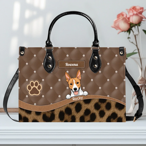 Custom Dog Lover Bag - Quilted Polka Dot & Leopard Handbag for Dog Grandma Gif - 89Prints