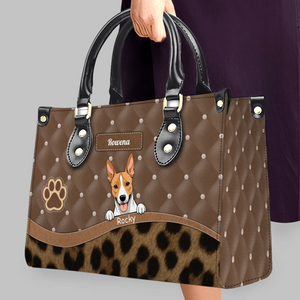 Custom Dog Lover Bag - Quilted Polka Dot & Leopard Handbag for Dog Grandma Gif - 89Prints