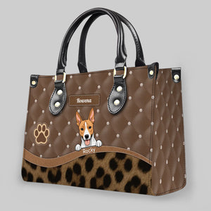 Custom Dog Lover Bag - Quilted Polka Dot & Leopard Handbag for Dog Grandma Gif - 89Prints