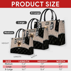 Personalized Pug Lover Leather Handbag - Leopard Pattern Quilted Panel Gift | 89Prints