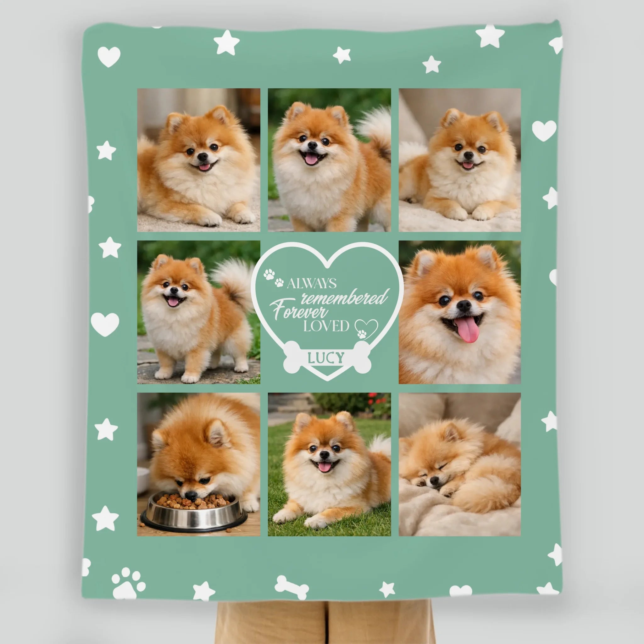 Custom Dog Face Blanket - Always Remembered Forever Loved Heart Design for Dog Owners - 89Prints