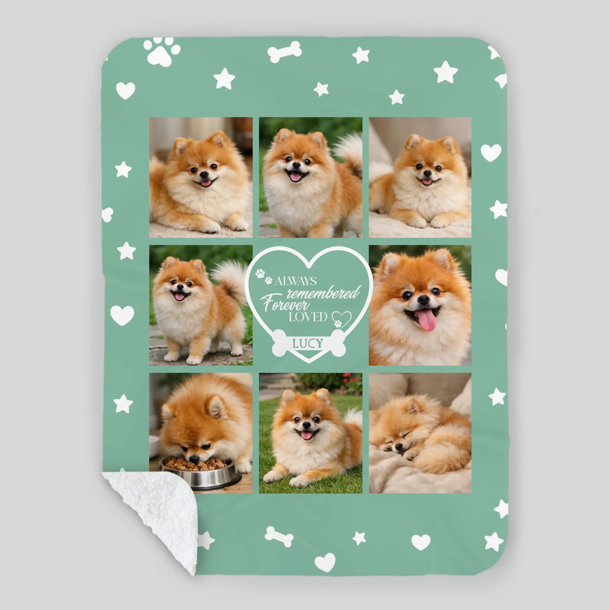 Custom Dog Face Blanket - Always Remembered Forever Loved Heart Design for Dog Owners - 89Prints