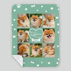 Custom Dog Face Blanket - Always Remembered Forever Loved Heart Design for Dog Owners - 89Prints