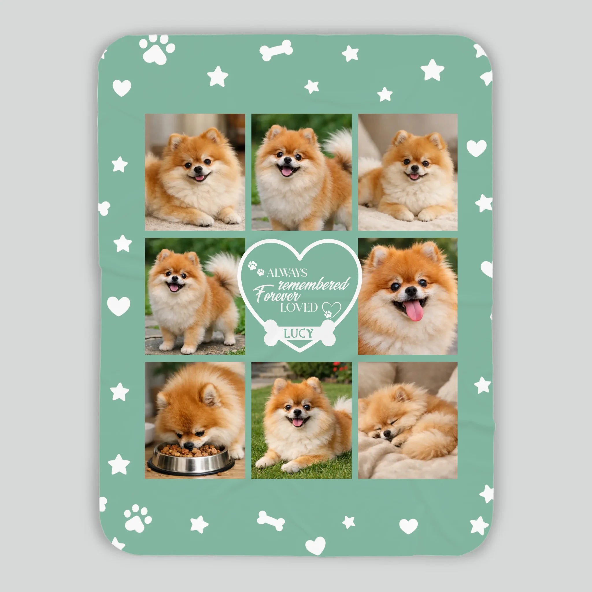 Custom Dog Face Blanket - Always Remembered Forever Loved Heart Design for Dog Owners - 89Prints