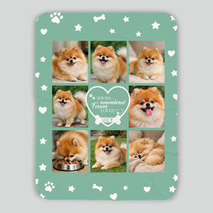 Custom Dog Face Blanket - Always Remembered Forever Loved Heart Design for Dog Owners - 89Prints