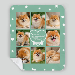 Custom Dog Face Blanket - Always Remembered Forever Loved Heart Design for Dog Owners - 89Prints