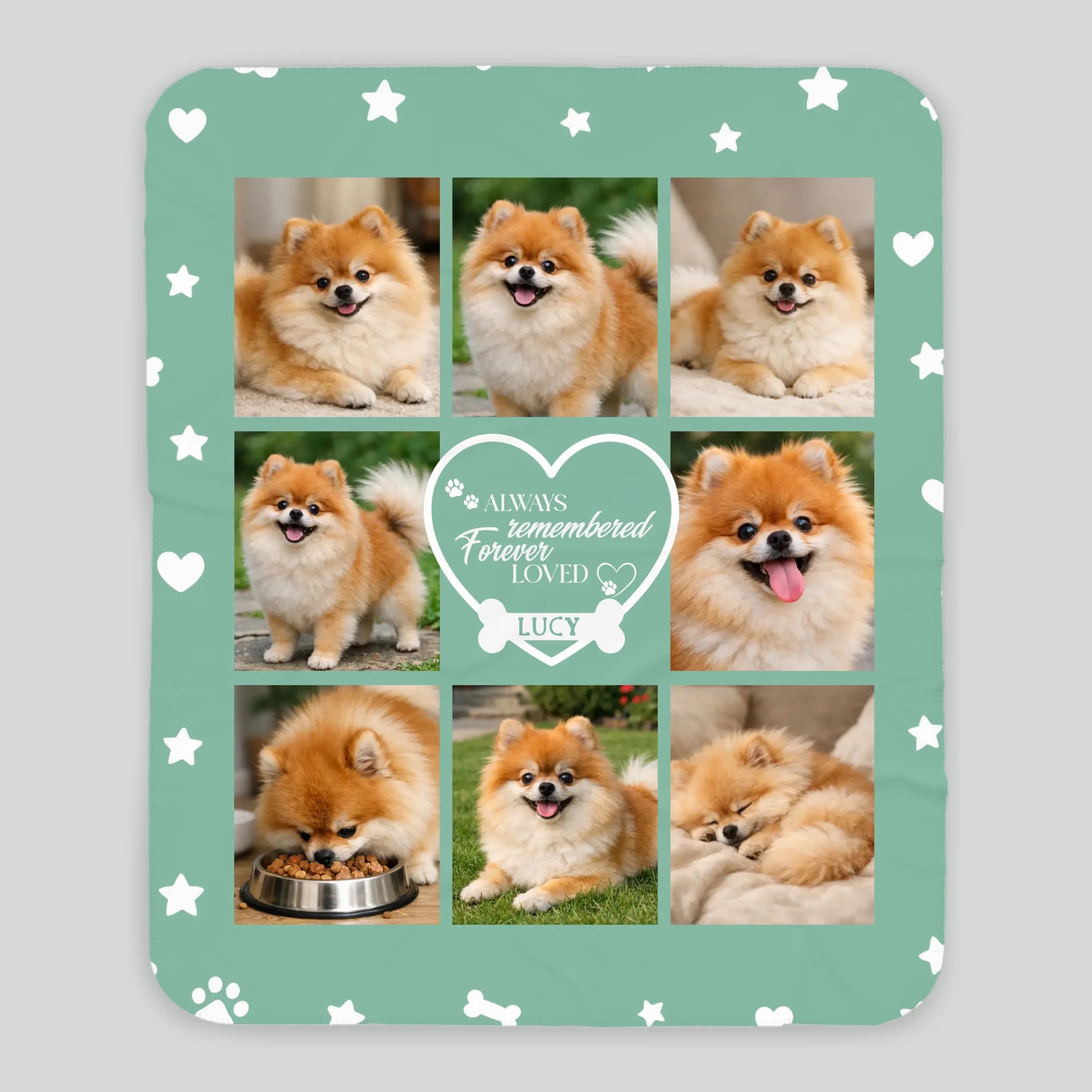 Custom Dog Face Blanket - Always Remembered Forever Loved Heart Design for Dog Owners - 89Prints