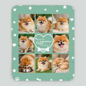 Custom Dog Face Blanket - Always Remembered Forever Loved Heart Design for Dog Owners - 89Prints